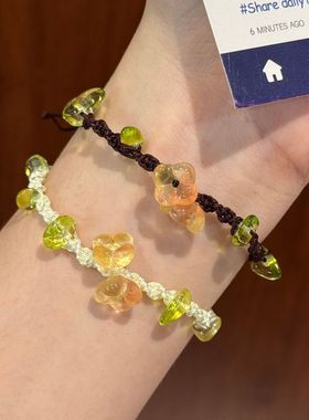 桂花四叶草手链女款小众百搭高颜值手工编织情侣手绳送女朋友礼物