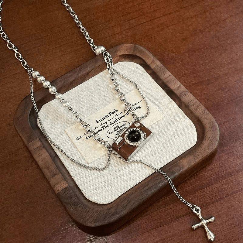 复古棕色相机吊坠项链女款小众个性毛衣链甜酷辣妹百搭锁骨链配饰,饰品/流行首饰/时尚饰品新,项链,淘宝优惠券,粉丝福利购,淘宝优惠卷