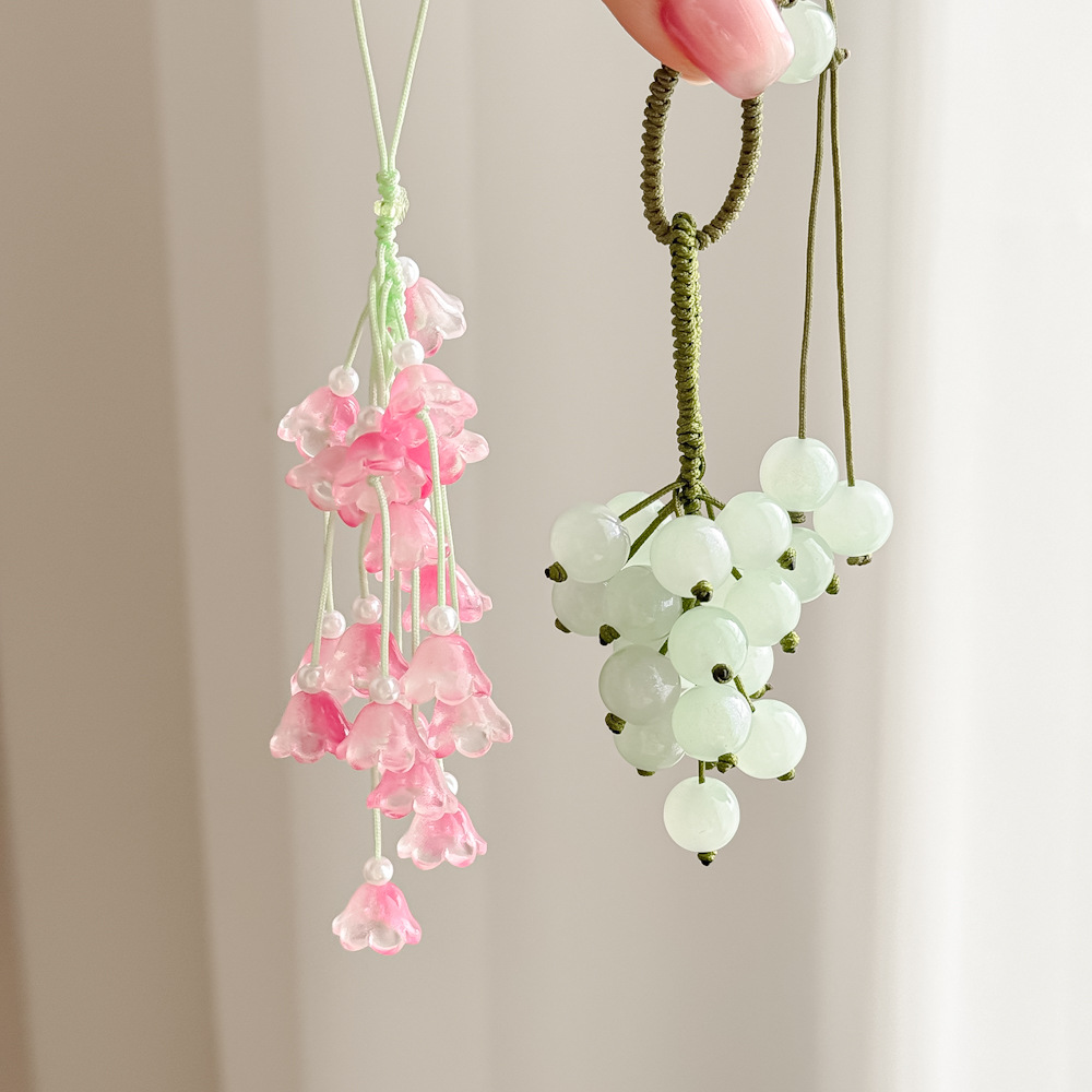小红书同款铃兰风铃青提挂件钥匙扣渐变串珠背包挂饰新中式手机链