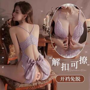 蕾丝连体衣性感开裆情取内衣免脱禁欲qqny床上睡衣女2024新款薄款