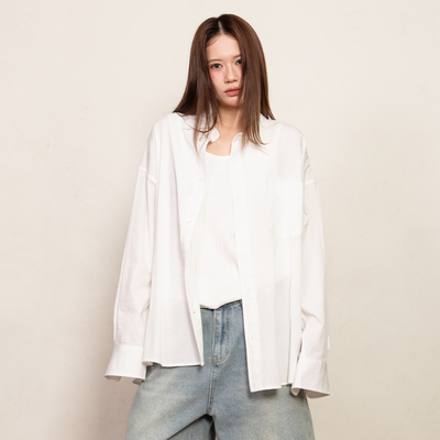 RHOMEHOUSE 男友风ins网感慵懒纯色棉质水洗纯色韩版长袖春秋衬衫