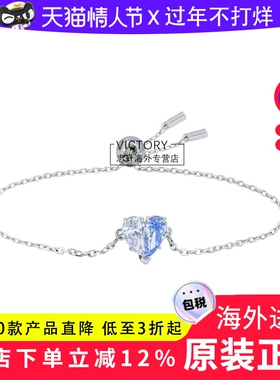 Swarovski/施华洛世奇新品白蓝渐变拼接爱心仿水晶女耳环5653565
