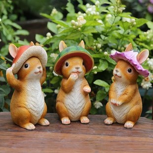 饰摆件 花架装 饰小摆件花园杂货庭院树脂小兔子创意小动物桌面装