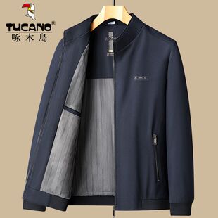 [啄木鸟]爸爸春装秋季薄款外套中年男士休闲上衣2026新款中老年夹