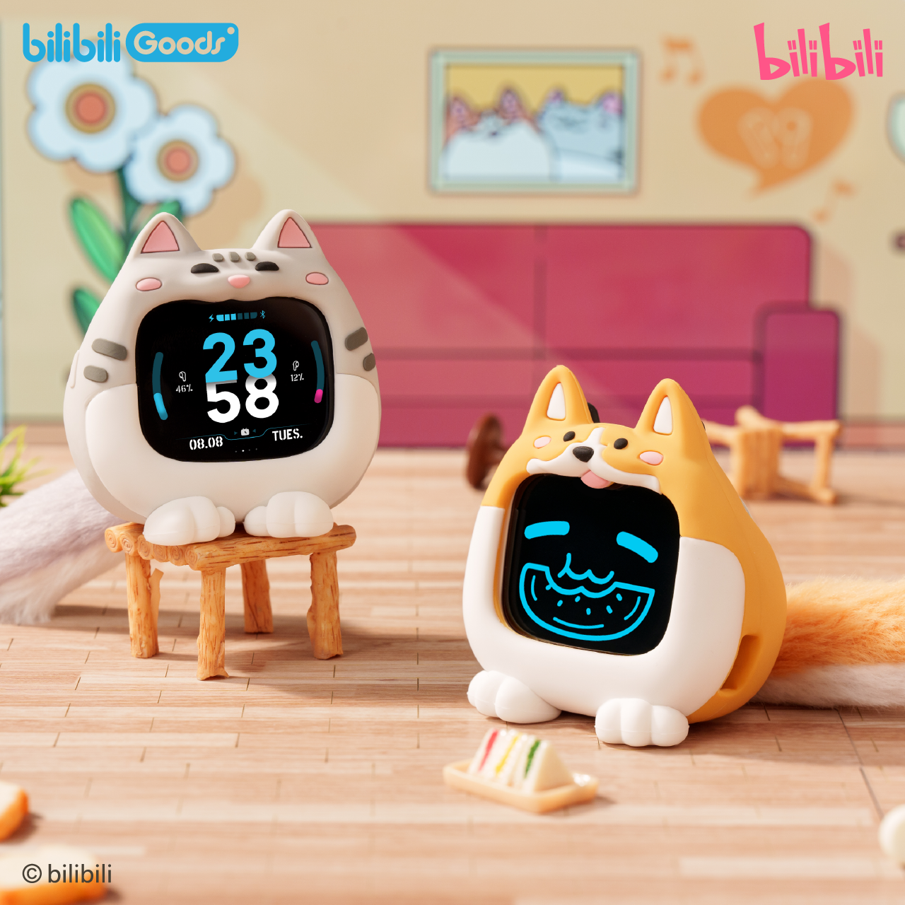 bilibiliGoods 猫狗双全 CUBE FACE 小电视 触屏蓝牙耳机礼盒套装