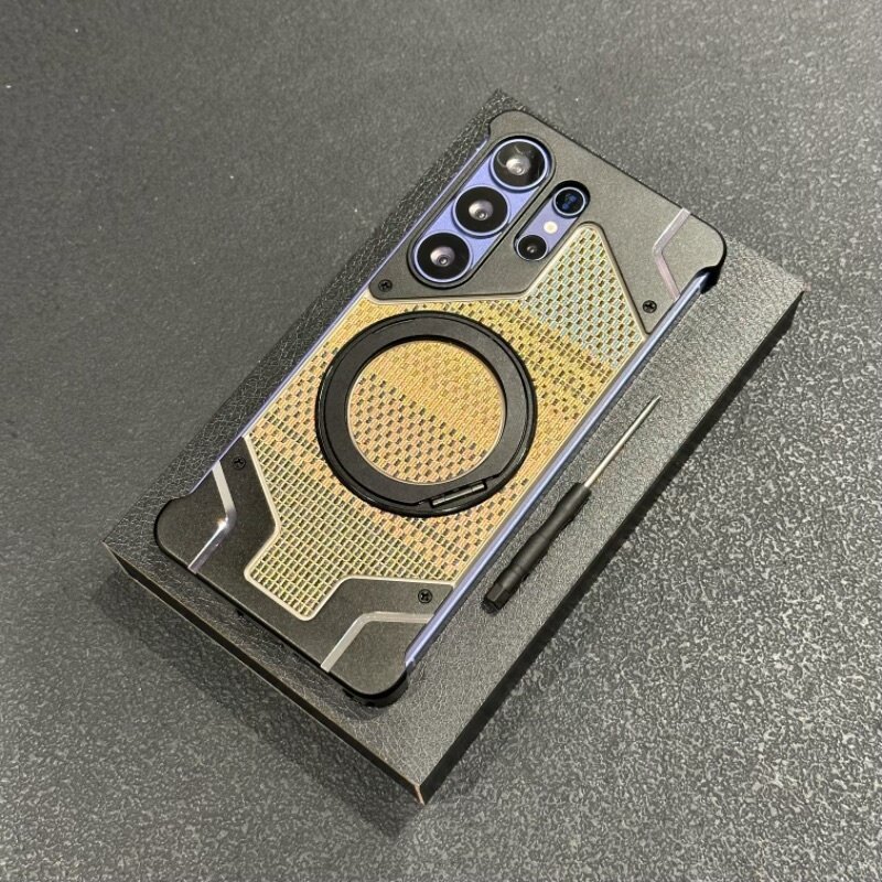 超薄无边金属磁吸旋转支架适用三星s26ultra碳纤维纹手机壳新款高级感s26ultra磁吸充电新款高级感防摔保护套