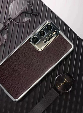 鳄鱼皮纹适用华为P40 Pro+手机壳新款高级电镀边框P40 Pro精孔镜头全包防摔保护套p40高端男士轻薄抗指纹外壳