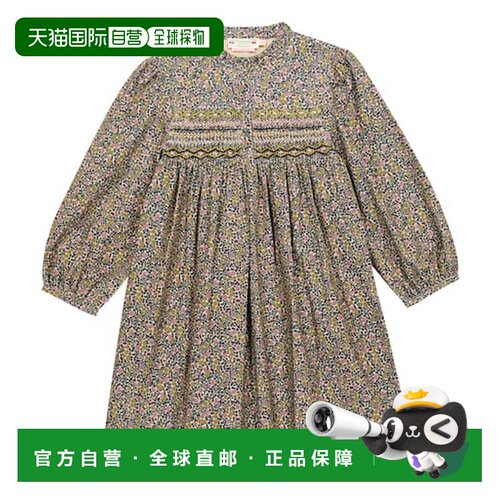 1h可退 香港直邮Bonpoint 女童 Tamsin 花朵棉质灯芯绒连衣裙童装