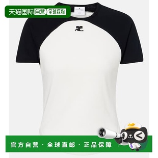 圆形撞色棉质针织T恤 女士 white白色 香港直邮Courreges 1h可退