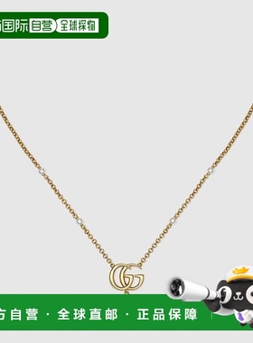 自营欧洲直邮Gucci古驰GG Marmont系列女士黄金色金属吊坠项链新