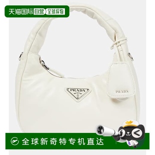香港直邮Prada 女士 1h可退 普拉达 舒 迷你皮革手提包 white白色
