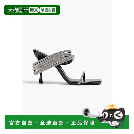 1h可退 香港直邮Simkhai 女士 Infinity 水晶装饰皮质凉鞋 124S00