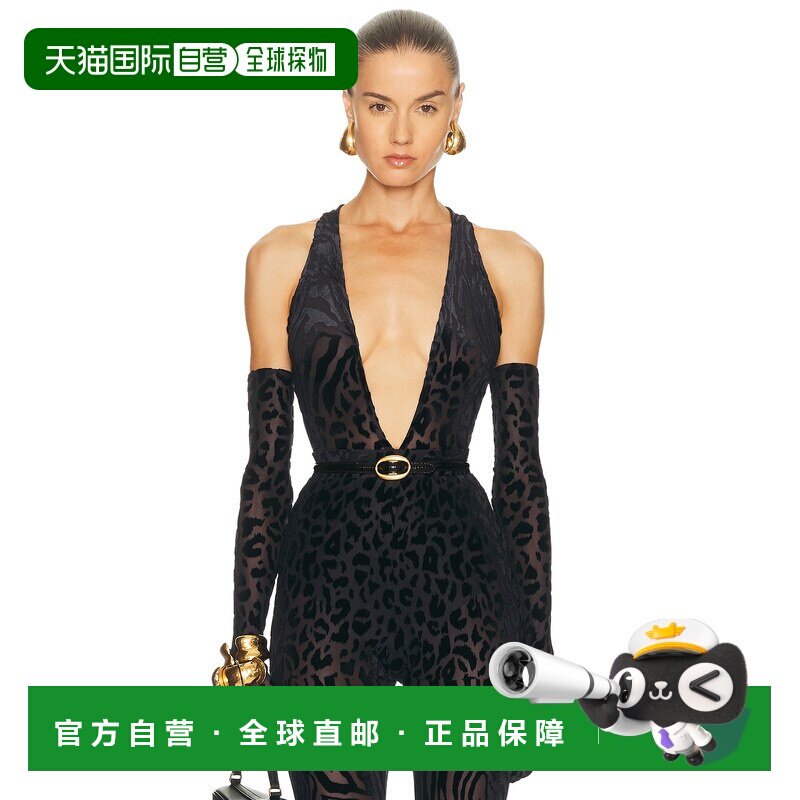 1h可退 香港直邮ALEX PERRY 女士 动物纹烧焦感配手套连体衣 BY06