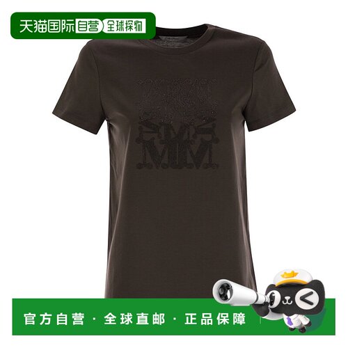 1h可退 香港直邮MaxMara 麦斯玛拉 女士 Giovane 標誌刺繡圓領 T