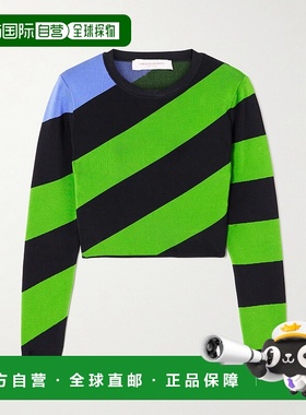 香港直邮CAROLINA HERRERA 女士 短款条纹针织毛衣 R2512N209KSIL