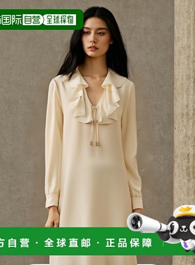 香港直邮Celine SABL&Eacute; JABOT 长袖连衣裙 2R62K204D.真丝