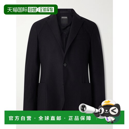 1h可退 香港直邮zegna 杰尼亚 男士 羊毛羊绒混纺斜纹布西装外套
