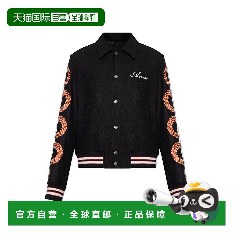 1h可退 香港直邮AMIRI 男士 標誌刺繡夾克 AMOUVY10150 black黑色
