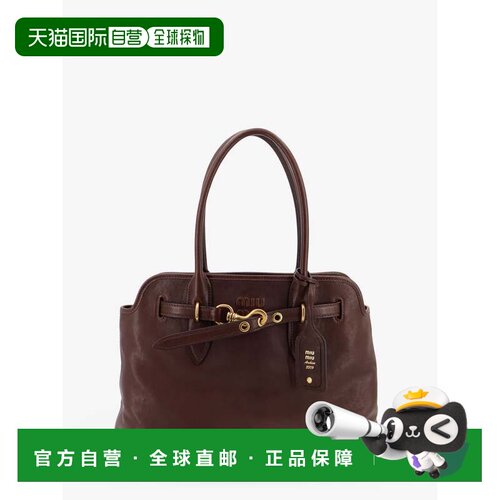 香港直邮Miu Miu 缪缪 女士 AVENTURE 棕色羔羊皮手袋 5BG291VOON