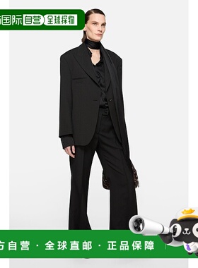 自营欧洲直邮Acne Studios  SS24女士黑色涤纶/羊毛休闲裤喇叭裤