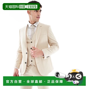 香港直邮ASOS grey灰色 男士 外套 舒 设计紧身石头色西装 1h可退