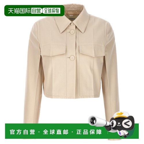 香港直邮Fendi 芬迪 女士 长袖纽扣休闲羊绒夹克外套 FJ7474ARU5