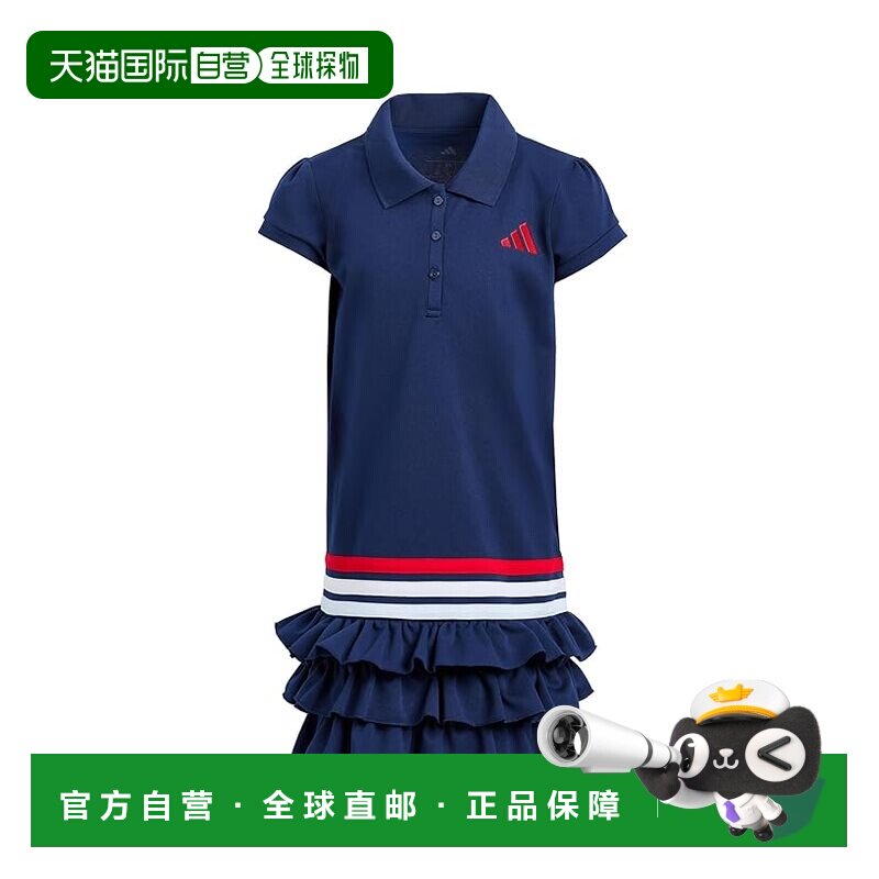 美国直邮adidas 阿迪达斯 女童 皱褶Polo衫式连衣裙(学步婴童/儿)