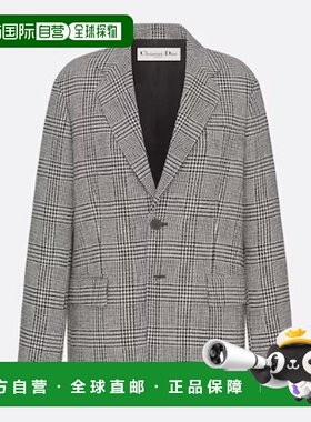 1h可退 香港直邮DIOR 迪奥 女士 格纹羊毛西装外套 411V14A1376