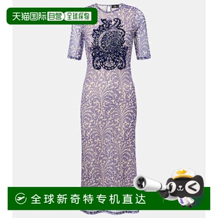 印花网纱中长连衣裙 1h可退 女士 香港直邮Etro blue蓝色 艾特罗