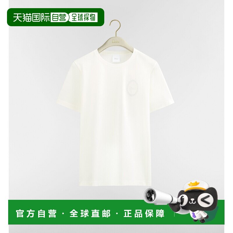 自营欧洲直邮Dior迪奥  Medaillon女士白色棉质修身T恤