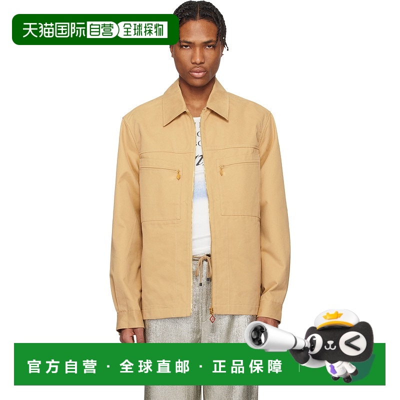 1小时内可退 香港直邮Casablanca 男士 黄褐色拉链夹克 MS25JK341