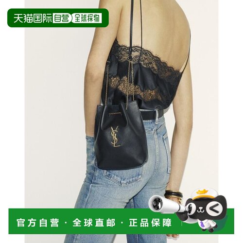 自营欧洲直邮YSL圣罗兰 女士黑色羊皮斜挎包新款单肩包手提包