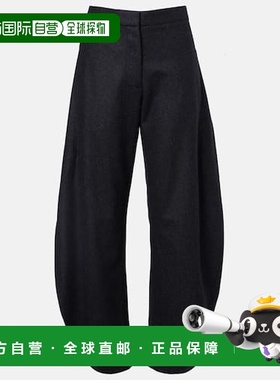 1h可退 香港直邮Alaia 女士 barrel-leg 羊毛长裤 grey灰色 舒适