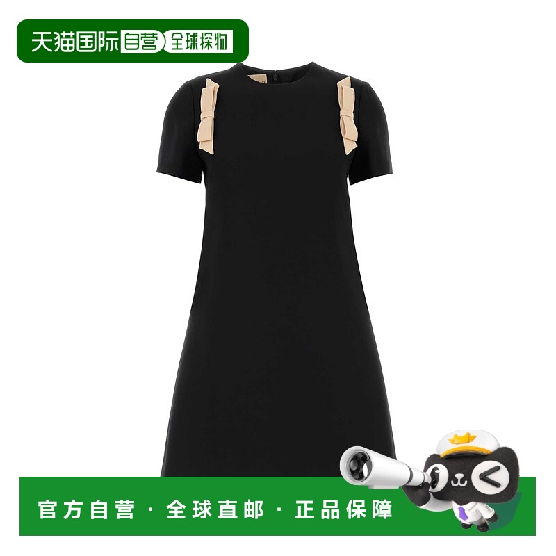 1h可退 香港直邮Valentino 华伦天奴 女士 黑色羊毛连衣裙 7B3VAF