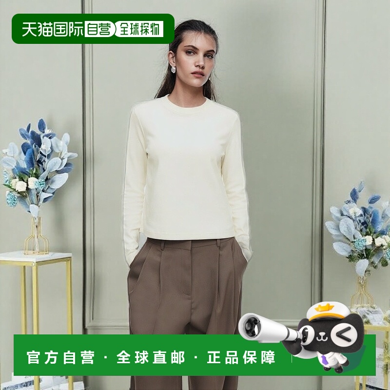 自营欧洲直邮COS 23年新款 女士米色/奶油有机棉长袖T恤高档舒适