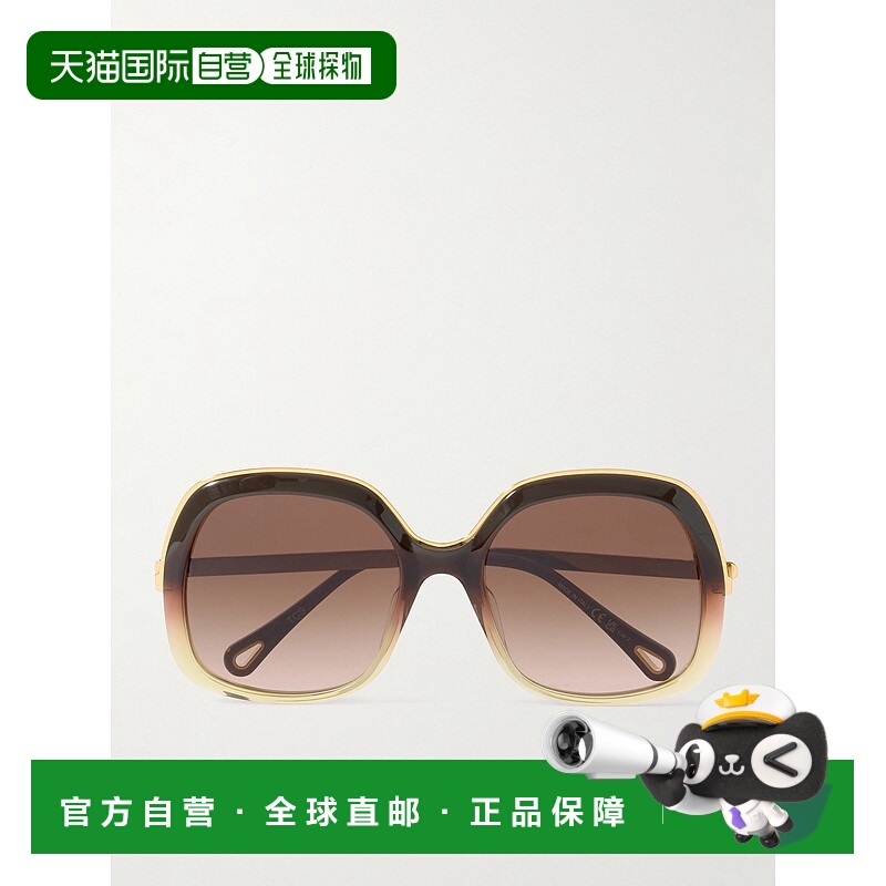 1h可退 香港直邮Chloe 蔻依 女士 Aly 方形框醋纤镀金太阳眼镜 CH