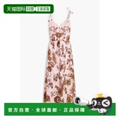 1h可退 蕾丝边印花棉混纺薄纱中长连衣裙 女士 香港直邮FARM RIO