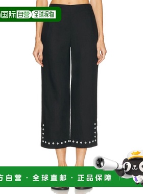 1h可退 香港直邮Staud 女士 Piha 亚麻裤子 S26R4121LI black黑色