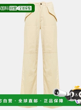 1h可退 香港直邮Etro 艾特罗 女士 毛边羊毛混纺长裤 beige米色