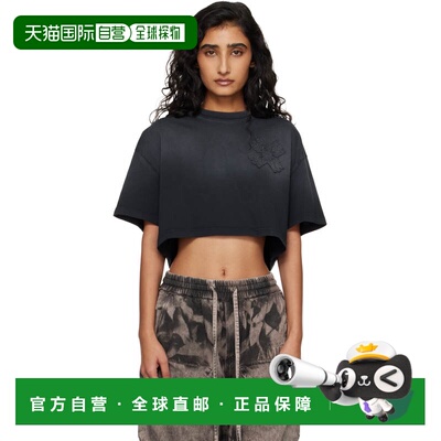香港直邮AMIRI 女士 黑色 MA Quad Cropped T恤 AWTOJR1030