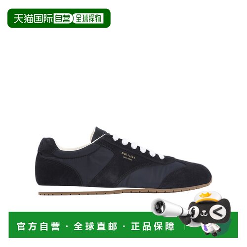 1h可退 香港直邮Prada 普拉达 男士 蓝色布织绒面革运动鞋 2EE465