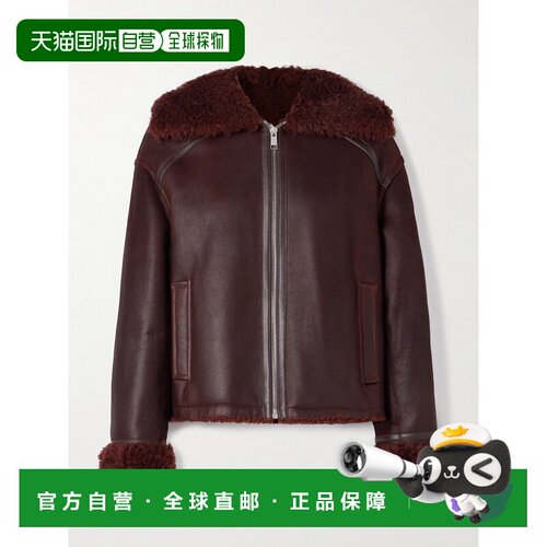 1h可退 YVES SALOMON 女士 皮毛饰边皮革夹克 26WYV61657皮夹克