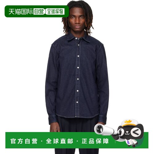香港直邮BOSS 波士 男士 海军蓝 Regular-Fit Stretch 牛仔衬衫 5