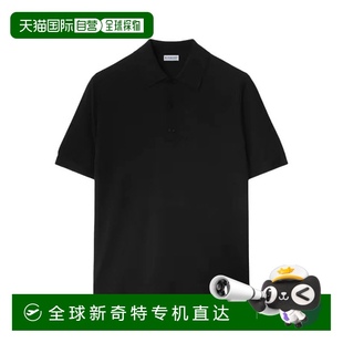 polo衫 欧洲直邮Burberry 黑色棉质钮扣门襟短袖 博柏利 男士