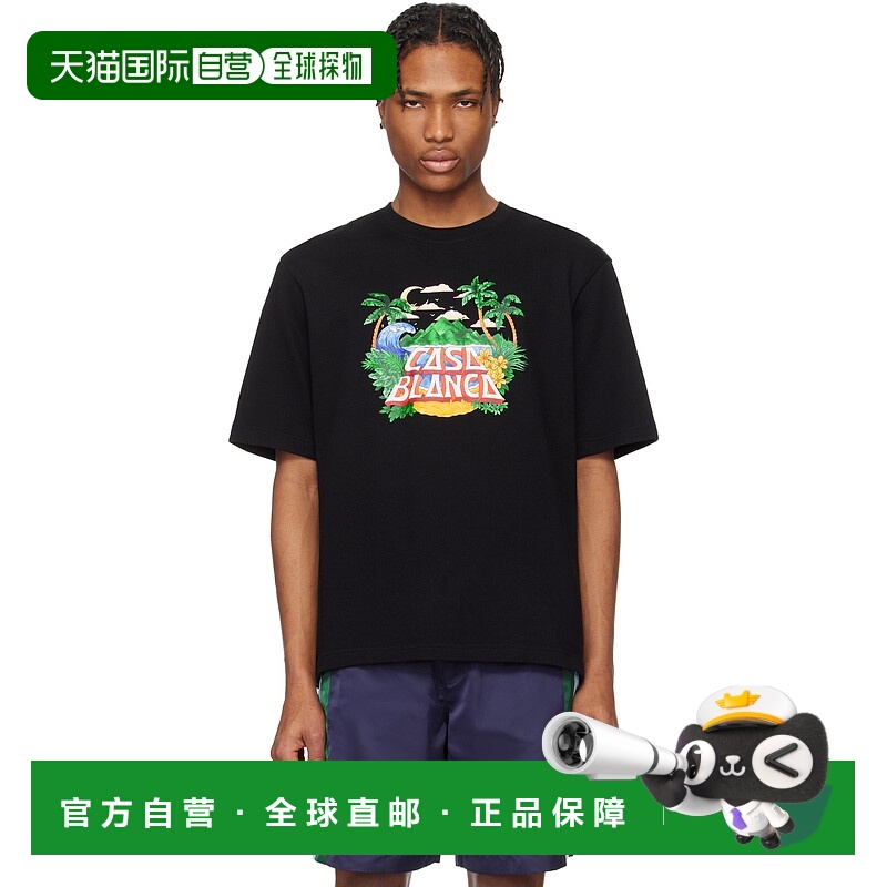香港直邮Casablanca 男士 黑色 Casa Beach Wave T 恤 MS25JTS027