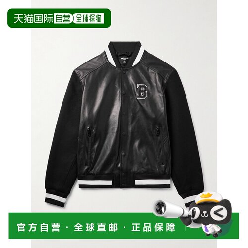 1h可退 Balmain 巴尔曼 男士 Varsity 皮革飛行員夾克 FH夹克