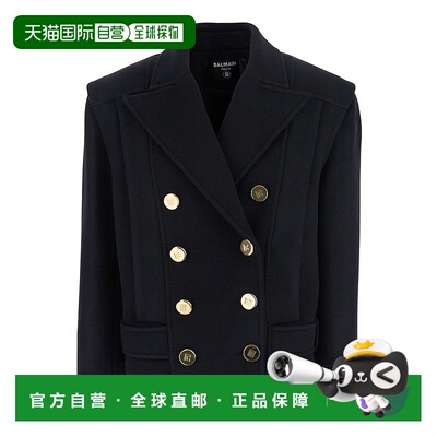 1h可退 香港直邮Balmain 巴尔曼 女士 Lapels 黑色宽松金属感徽标