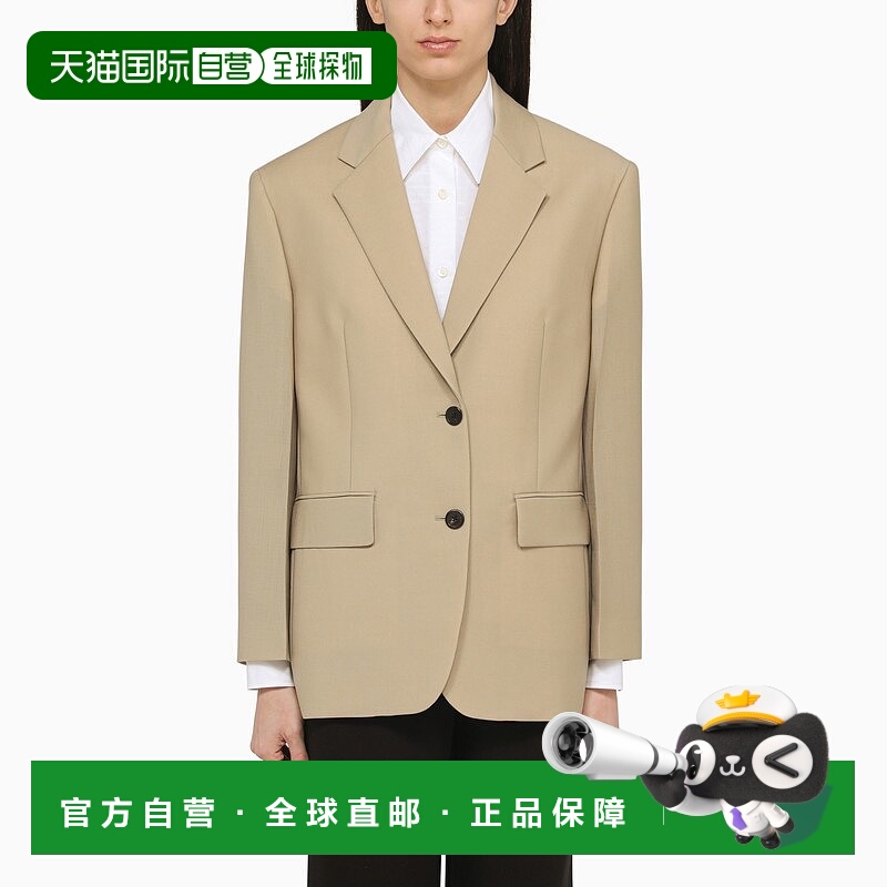 1h可退 香港直邮Prada 普拉达 女士 Rope-coloured 单排扣羊毛马