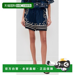 女士 海洋 Blaise 亚麻印花短裤 舒 1h可退 blue蓝色 香港直邮SEA