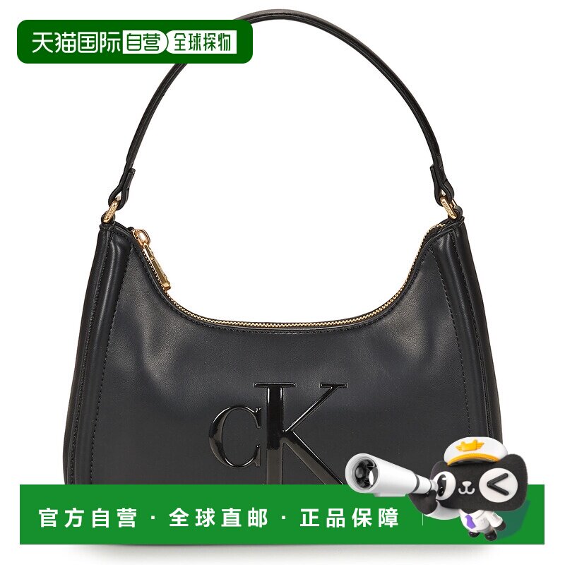 欧洲直邮Calvin Klein Jeans包女单肩包黑色BOLD CK SMALL SHOULD